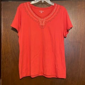 Croft & Barrow embellished tee (burnt orange color)